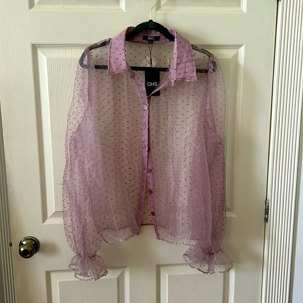 Sheer Button Down Top 3XL